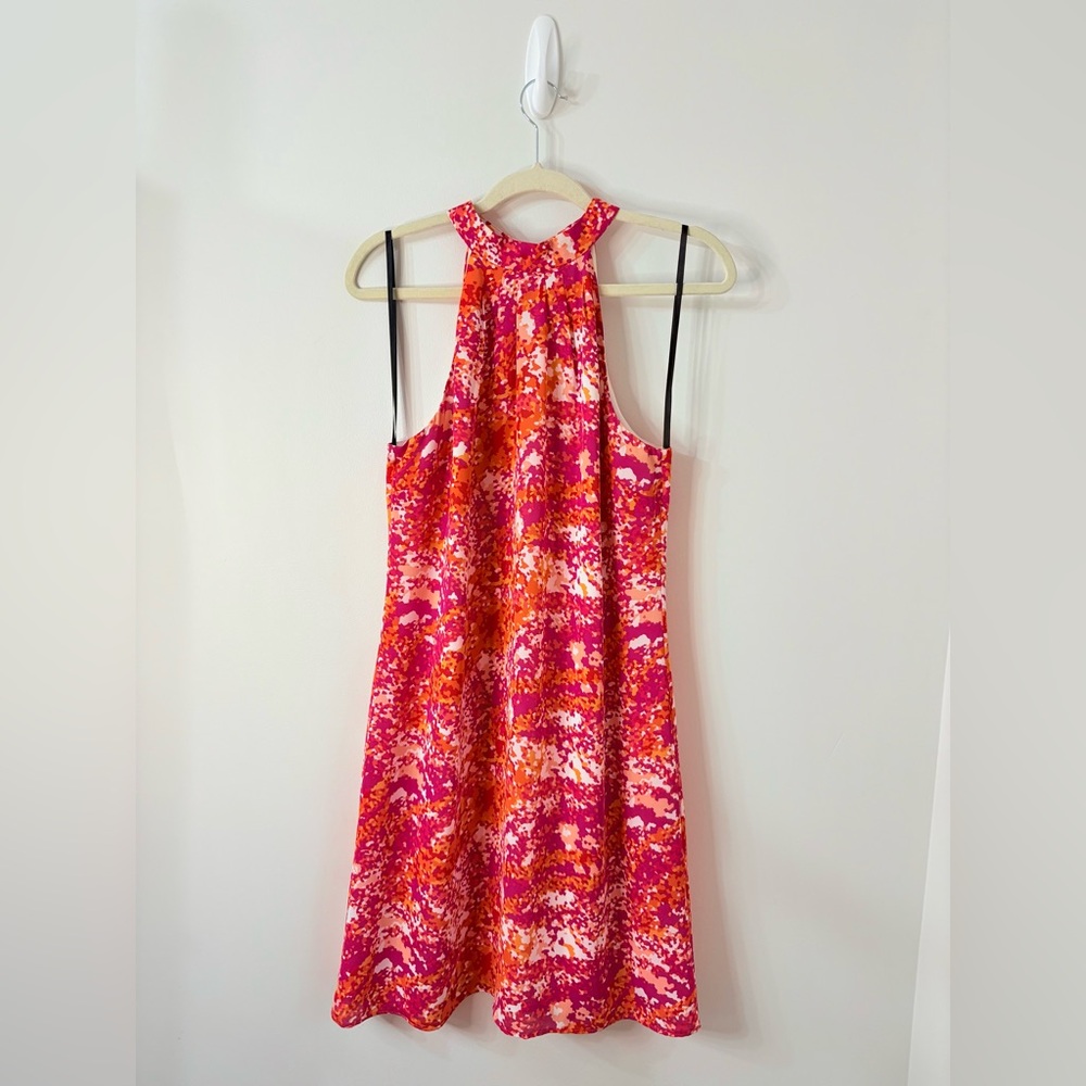 SHELLI SEGAL Halter Dress Chic Wedding Guest Dress Summer Cocktail Vacation Sz 8 - Picture 2 of 7